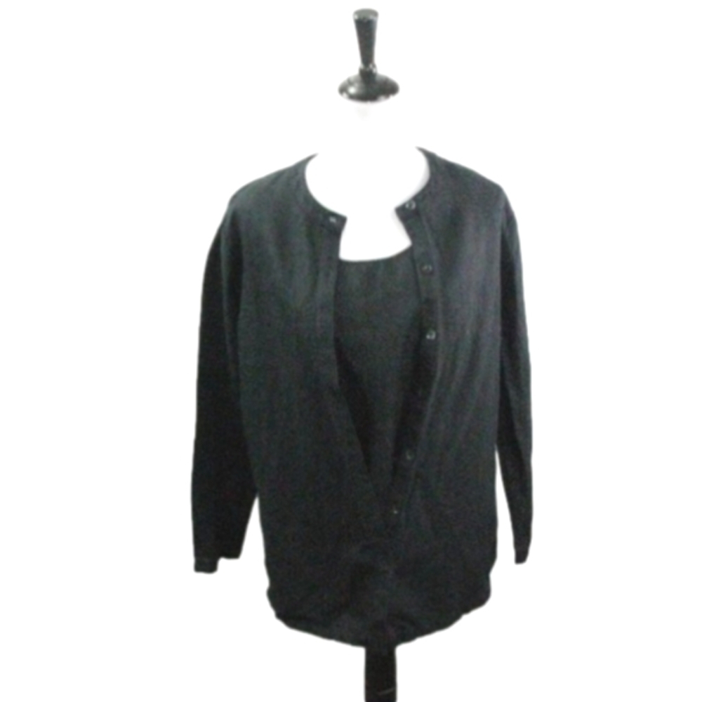 Liz Claiborne Two Coordinating Tops Black Linen Blend Size MP